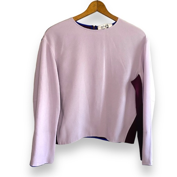 Diane Von Furstenberg Lavender & Purple Long Sleeve Crewneck Long Sleeve Top - Picture 1 of 8